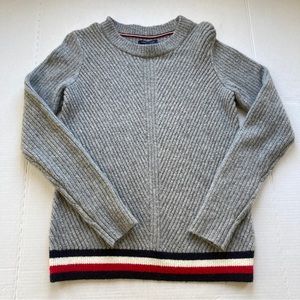 Tommy Hilfiger Women's Knit Sweater Gray Striped Long Sleeve Size Small